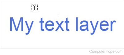 Select the text tool by pressing T. The text cursor has a dotted box around it, to indicate that by clicking you create a new text layer.