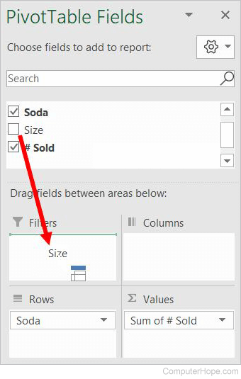 Drag and drop field in PivotTable Fields section