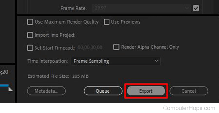 Premiere export settings