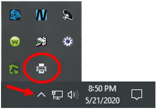 Printer icon in the Windows notification area