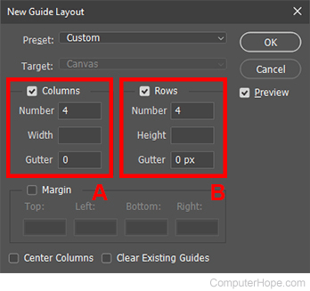 New Guide Layout menu in Photoshop