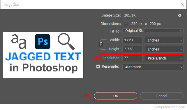 Photoshop Image Size window