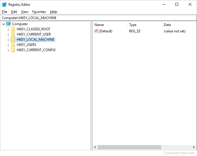 Microsoft Windows 10 Registry Editor