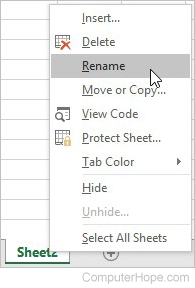 Rename Excel worksheet