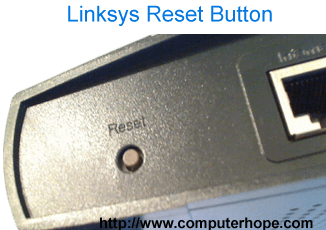 Linksys router reset button