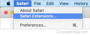 Safari menu
