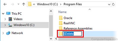 Rename the New Folder to SDelete.