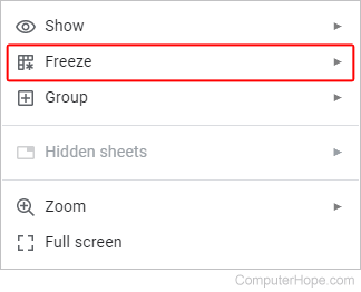 Freeze selector in Google Sheets.