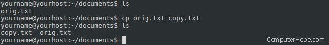 Copying a file in a Linux shell