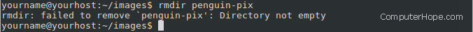 Getting an error that rmdir failed to remove a directory