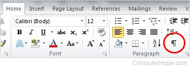Microsoft Word 2010 symbols icon