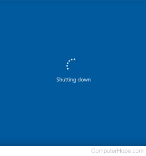 Shut down screen on Windows 10