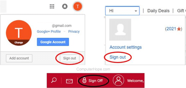 Online account sign out options