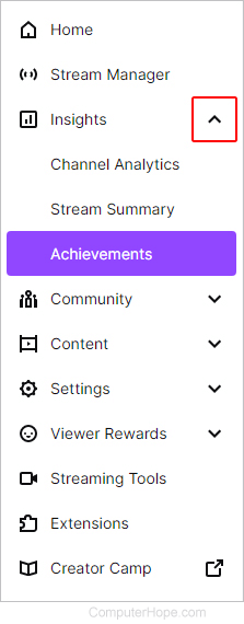 Achievements selector on Twitch.