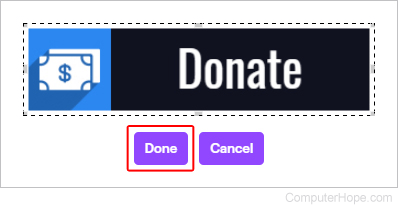 Twitch donate button done