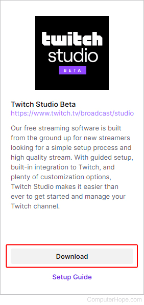 Twitch Studio download.