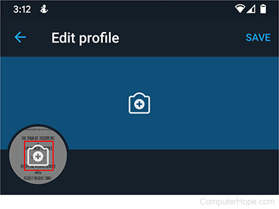 Camera icon on Twitter profile editor