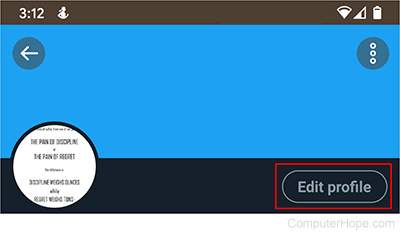 Edit profile option on Twitter