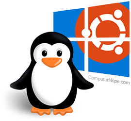 Tux the Penguin, dengan Ubuntu yang hadir melalui Windows.