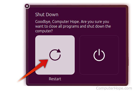 Choosing restart from the Ubuntu Shut Down menu