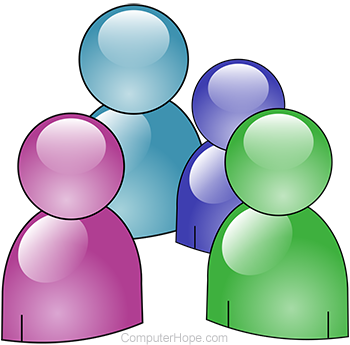 Representation of four digital computer users.