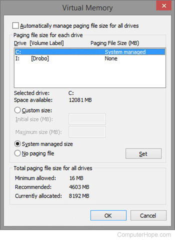 officiel Bølle have på View and Increase Windows Virtual Memory (Page File) Settings