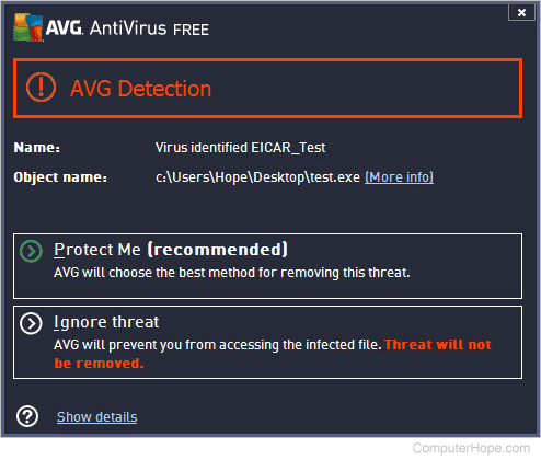 Virus warning box