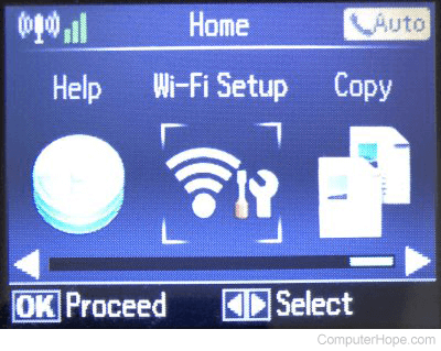 Wi-Fi Setup option on a wireless capable printer