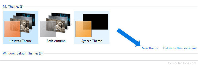 Save theme in Windows