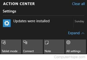 Action Center in Windows 10