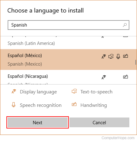 Adding a new language window to Windows.