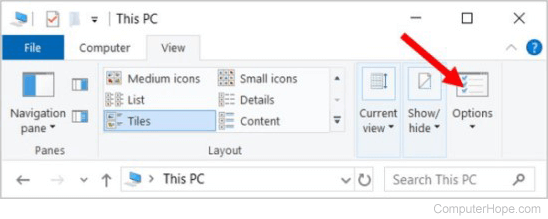 Folder Options in Windows Explorer - Windows 10