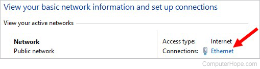 Internet type name in Windows 10