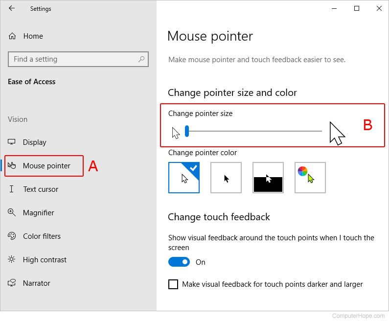 Mouse cursor sizing.