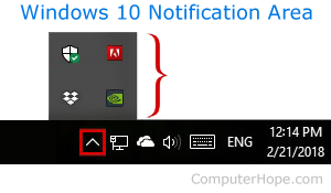 Notification area in Windows 10