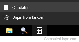 Unpin from taskbar in Windows 10.