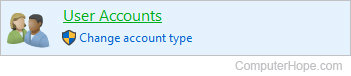 User accounts selector in Windows 10.