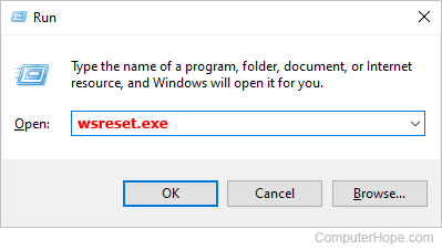 Windows Store Cache reset command.