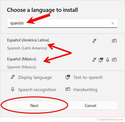 Add a language window in Windows.