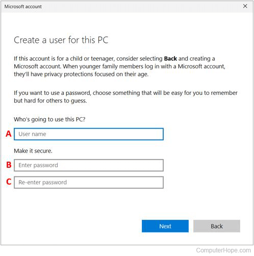 Windows 11 - Add local user account credentials