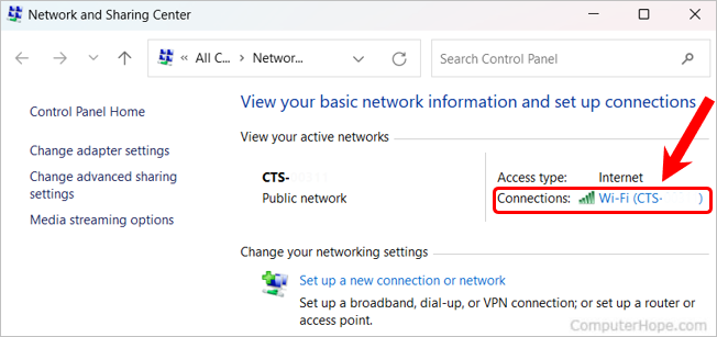 Network status in Windows 11.