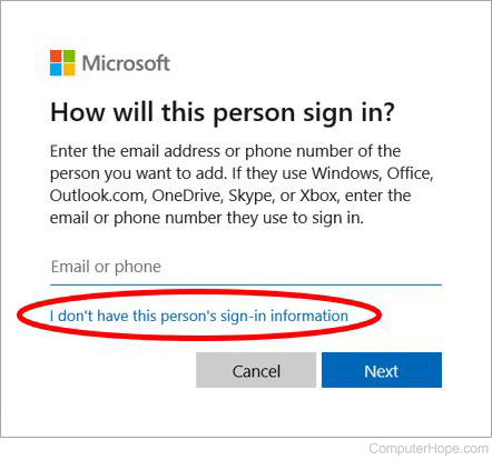 Windows 11 - Don't have new user sign-in information