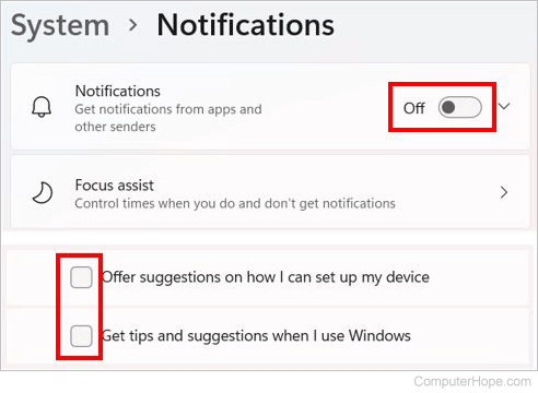 Disable all notifications