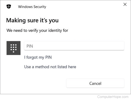 Verification PIN for a Microsoft Account.
