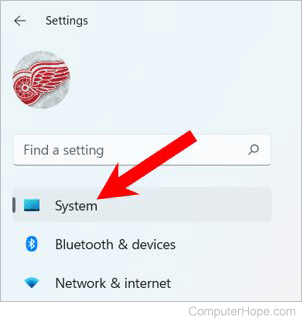 Windows 11 Settings - System option