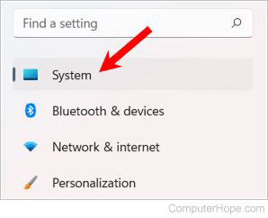 System selector in Windows 11