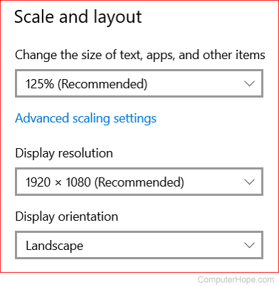 Select the resolution for your monitor in Windows 10.