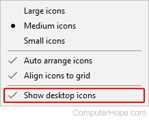 Show desktop icons toggle