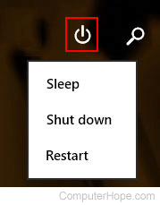 Windows 8.1 power button