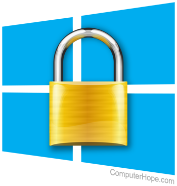 Windows logo with a lock icon.